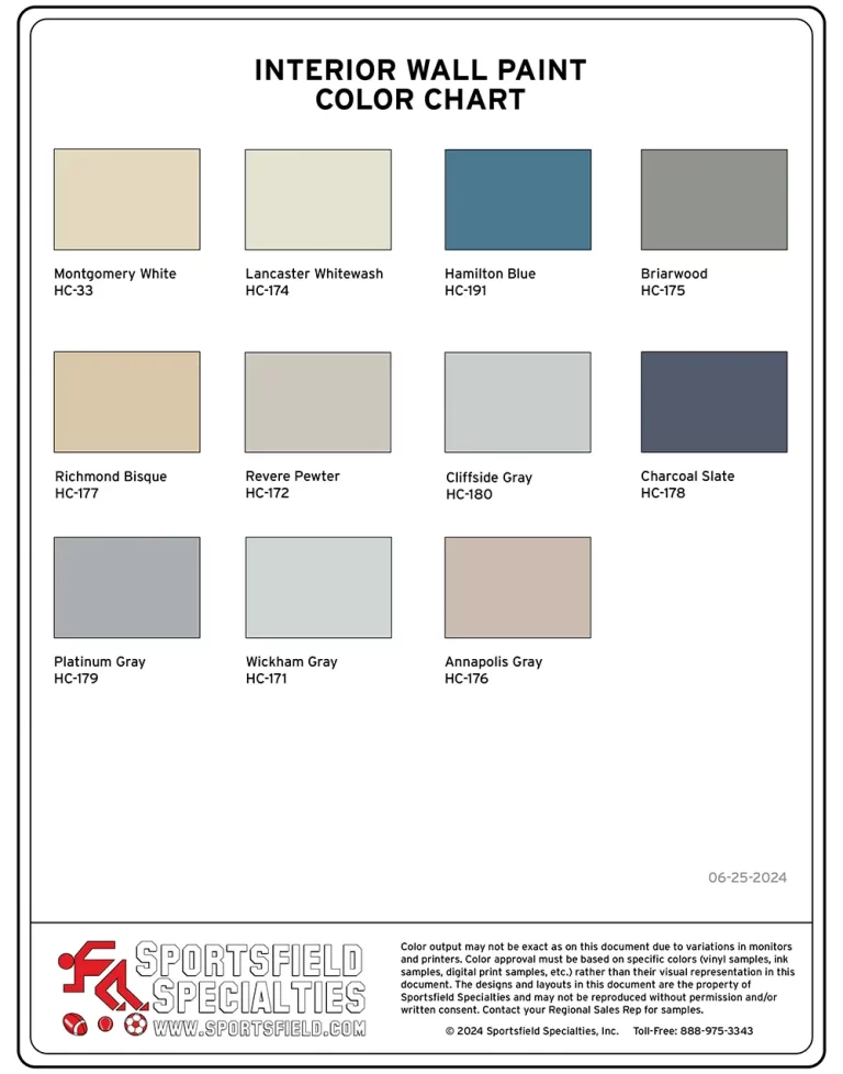Interior Wall Paint Color Chart